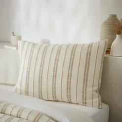 Taie d'oreiller rectangulaire réversible coton texturé et percale (50 x 70 cm) Alice Ficelle