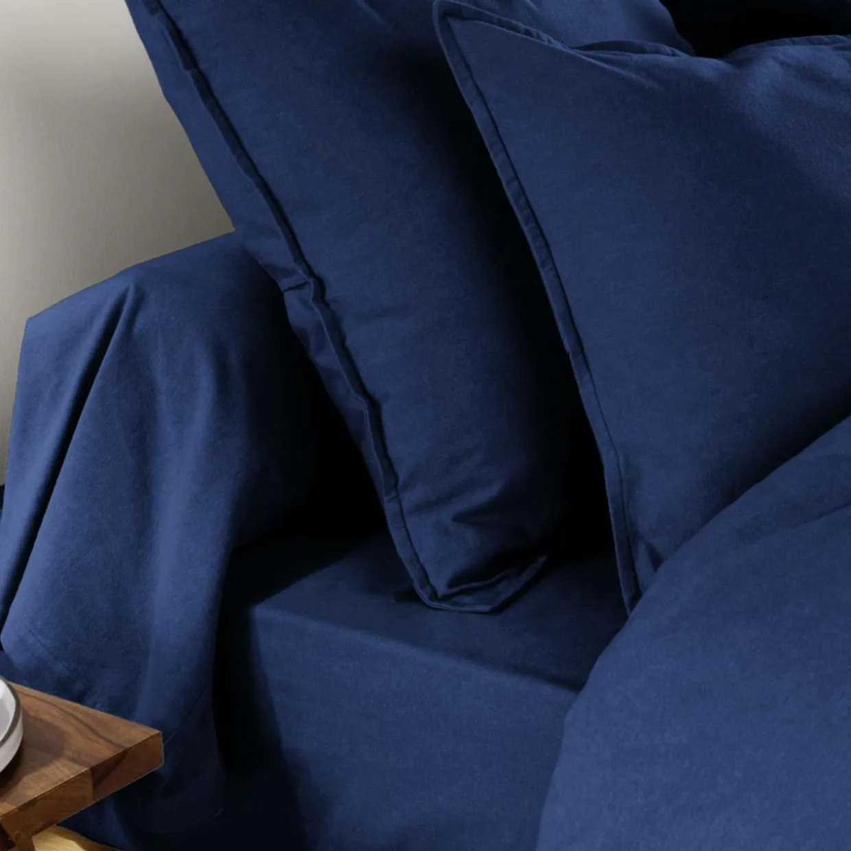 Taie d'oreiller rectangulaire flanelle de coton (50 x 70 cm) Nina Bleu nuit