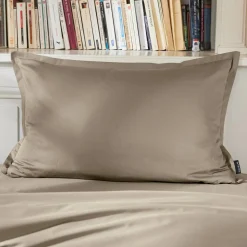 Taie d'oreiller rectangulaire percale de coton (50 x 70 cm) Cali Taupe