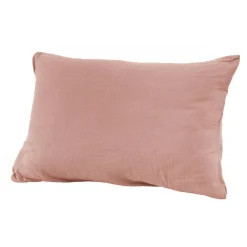Taie d'oreiller rectangulaire gaze de coton (50 x 80 cm) Gaïa Rose pêche