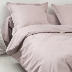 Taie d'oreiller rectangulaire coton Félicie Rose clair ruban