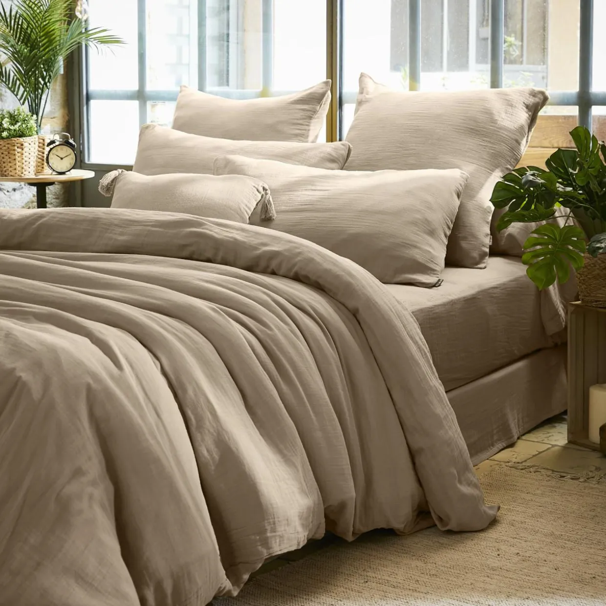 Taie d'oreiller rectangulaire gaze de coton (50 x 80 cm) Gaïa Ficelle