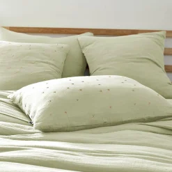 Taie d'oreiller rectangulaire gaze de coton (50 x 70 cm) Gaïa Chic Vert tilleul