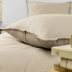 Taie d'oreiller rectangulaire flanelle de coton (50 x 80 cm) Nina Beige