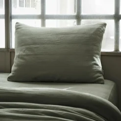 Taie d'oreiller rectangulaire gaze de coton (50 x 70 cm) Gaïa Vert romarin