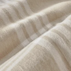 Taie d'oreiller rectangulaire flanelle de coton (50 x 80 cm) Nina carreaux Beige