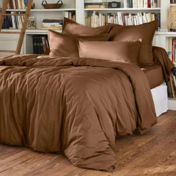 Taie d'oreiller rectangulaire percale de coton (50 x 70 cm) Cali Marron chocolat