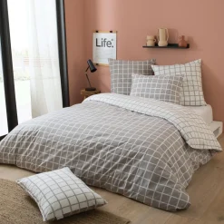 Taie d'oreiller rectangulaire percale de coton (50 x 70 cm) Max Grise