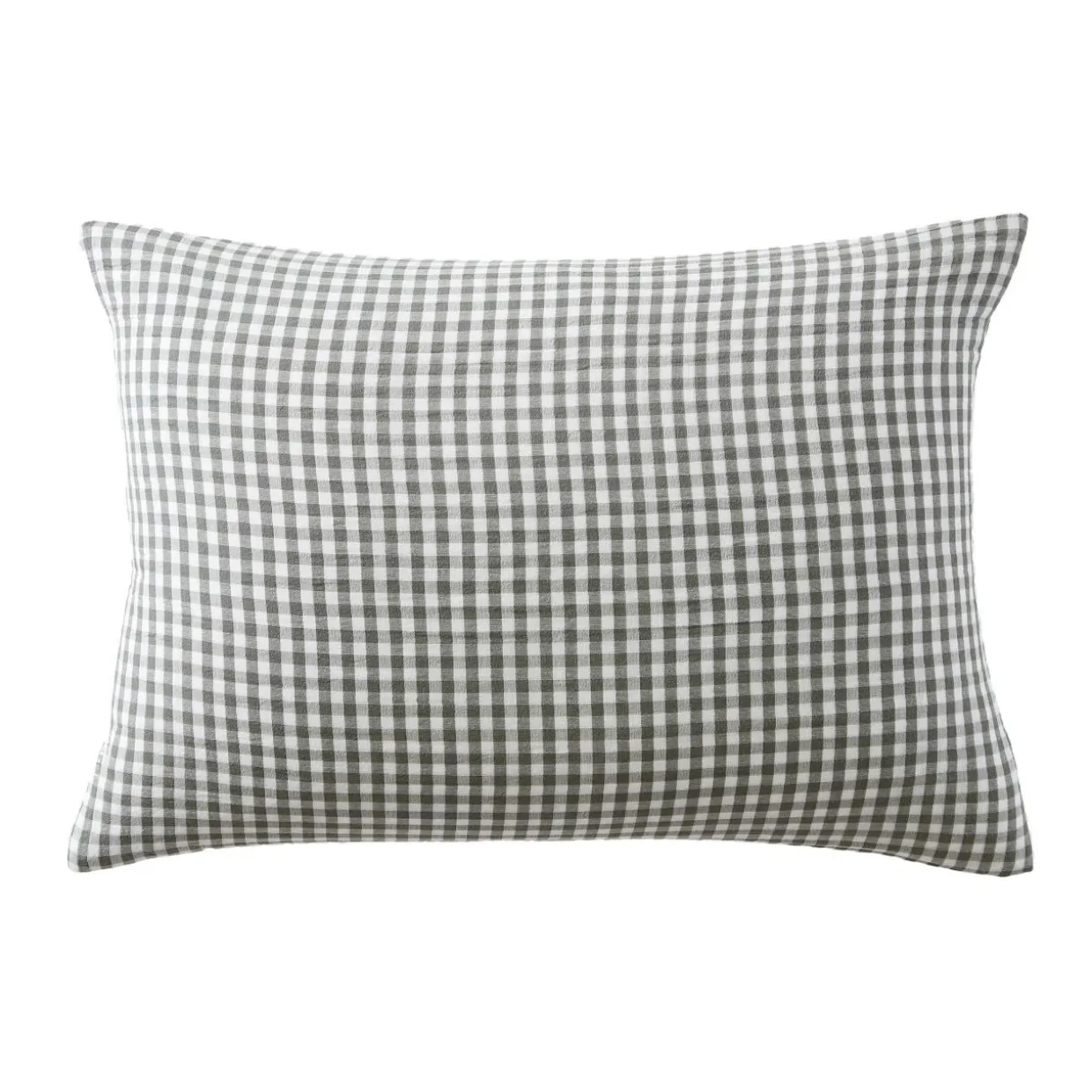 Taie d'oreiller rectangulaire gaze de coton (50 x 70 cm) Gaïa vichy Vert romarin