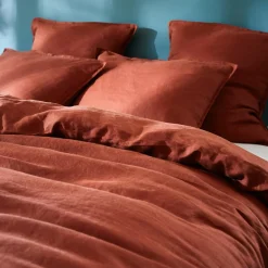 Taie d'oreiller rectangulaire lin lavé (50 x 80 cm) Louise Terracotta