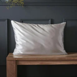 Taie d'oreiller rectangulaire soie de mûrier (50 x 70 cm) Mizuki Gris clair