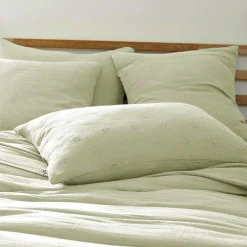 Taie d'oreiller rectangulaire gaze de coton (50 x 70 cm) Gaïa Boho Vert tilleul