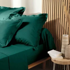 Taie d'oreiller rectangulaire coton bio (50 x 70 cm) Biolina Vert émeraude