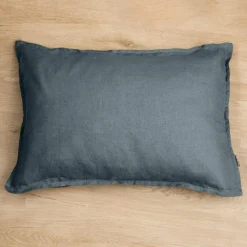 Taie d'oreiller rectangulaire lin lavé (50 x 80 cm) Louise Gris ardoise
