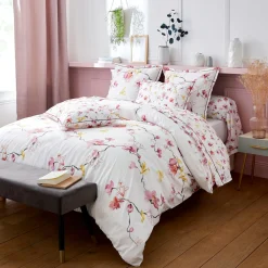 Taie d'oreiller rectangulaire percale de coton (50 x 70 cm) Elisa Rose