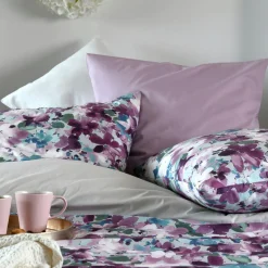 Taie d'oreiller rectangulaire percale de coton (50 x 70 cm) Pervenche Violet parme