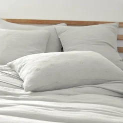 Taie d'oreiller rectangulaire gaze de coton (50 x 70 cm) Gaïa Boho Gris nuage