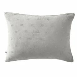 Taie d'oreiller rectangulaire gaze de coton (50 x 70 cm) Gaïa Boho Gris nuage