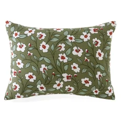 Taie d'oreiller rectangulaire gaze de coton (50 x 70 cm) Gaïa marguerite Vert romarin
