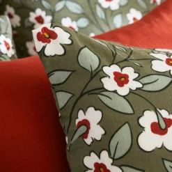 Taie d'oreiller rectangulaire gaze de coton (50 x 70 cm) Gaïa marguerite Vert romarin