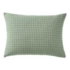 Taie d'oreiller rectangulaire gaze de coton (50 x 70 cm) Gaïa Mix Vert eucalyptus