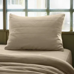 Taie d'oreiller rectangulaire gaze de coton (50 x 70 cm) Gaïa Ficelle