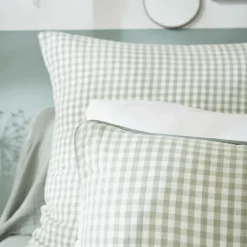 Taie d'oreiller rectangulaire gaze de coton (50 x 80 cm) Gaïa Vichy Vert eucalyptus