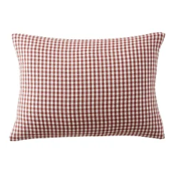 Taie d'oreiller rectangulaire gaze de coton (50 x 80 cm) Gaïa Vichy Terracotta