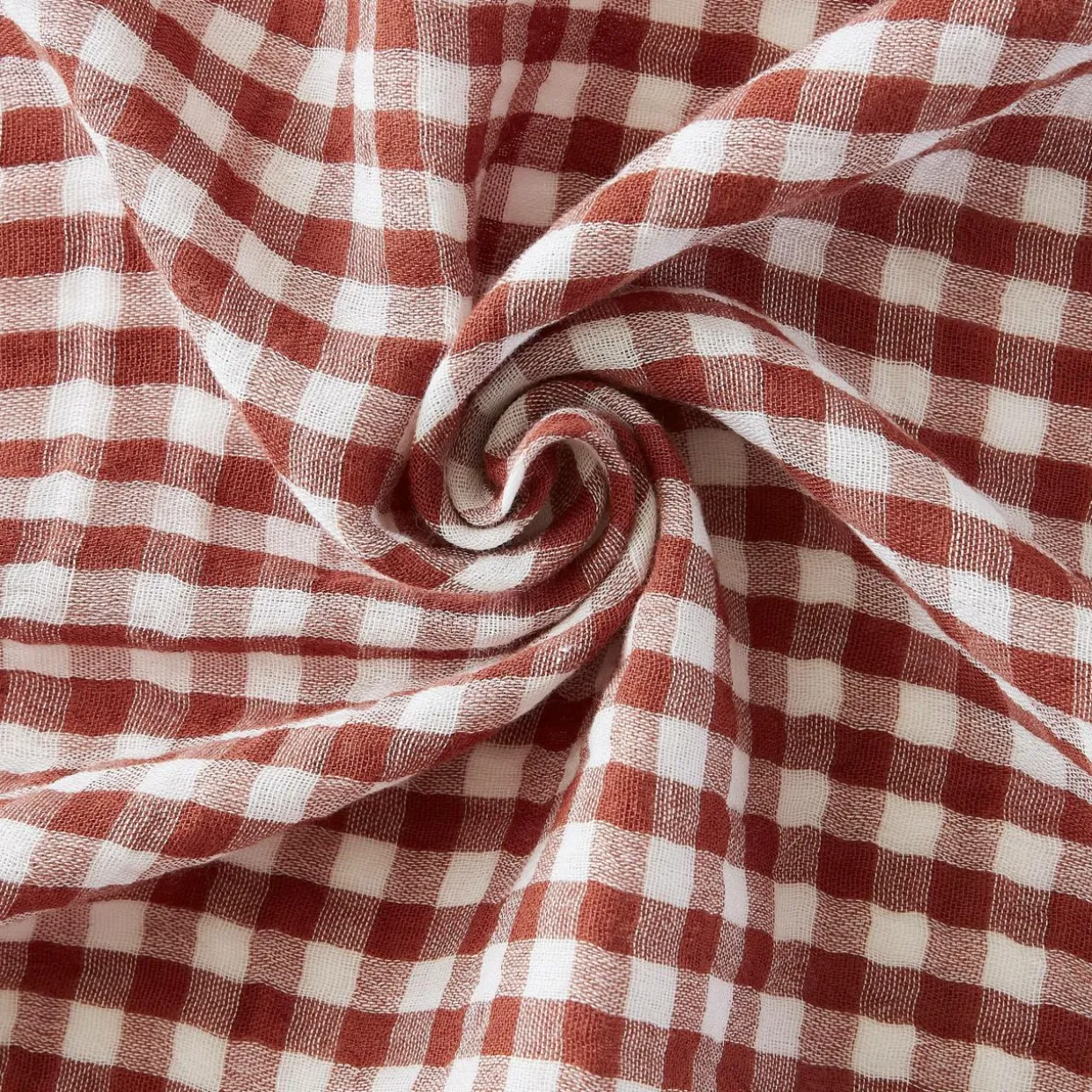 Taie d'oreiller rectangulaire gaze de coton (50 x 80 cm) Gaïa Vichy Terracotta