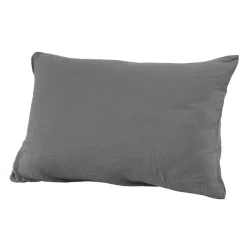 Taie d'oreiller rectangulaire gaze de coton (50 x 80 cm) Gaïa Gris granit