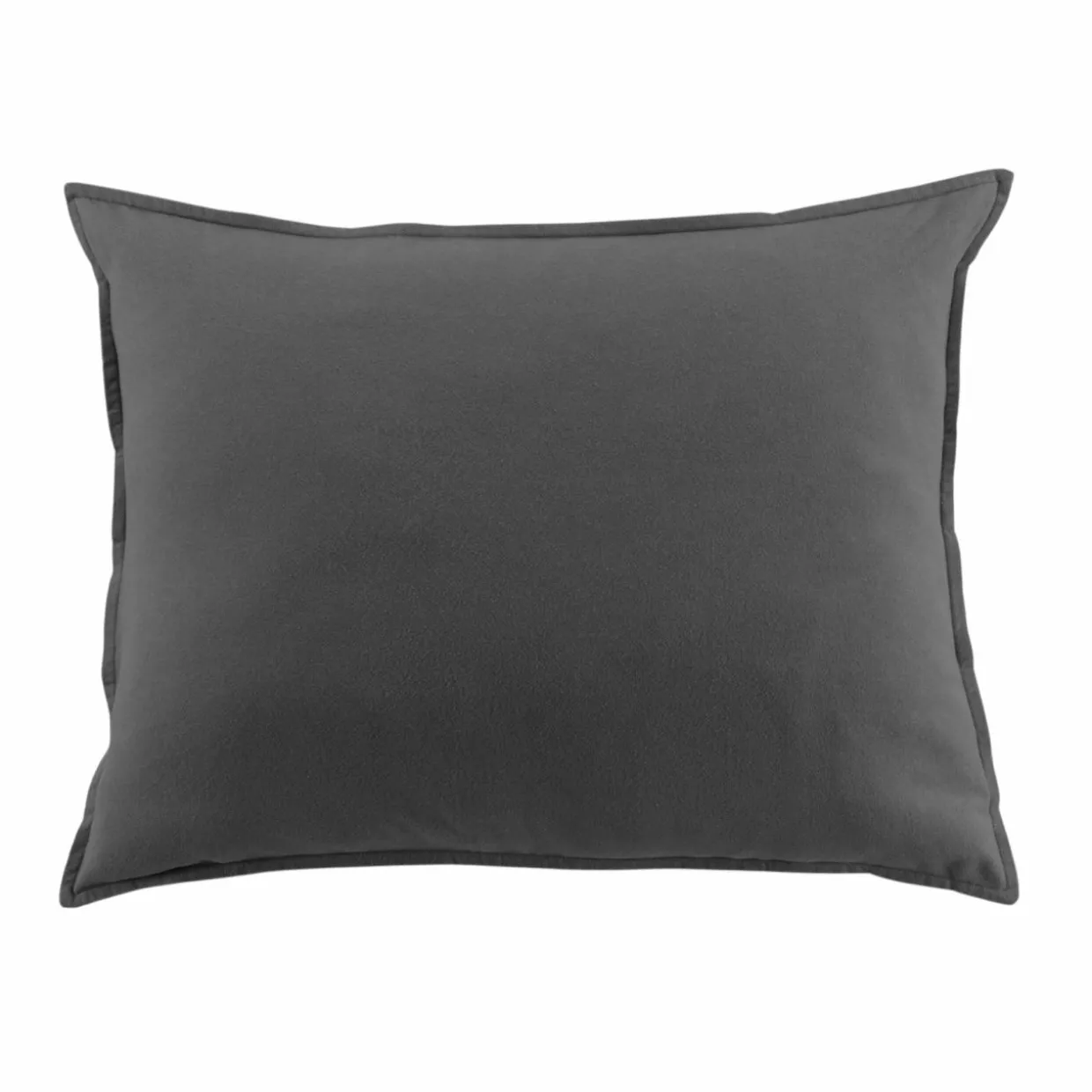 Taie d'oreiller rectangulaire flanelle de coton (50 x 70 cm) Théa Gris anthracite