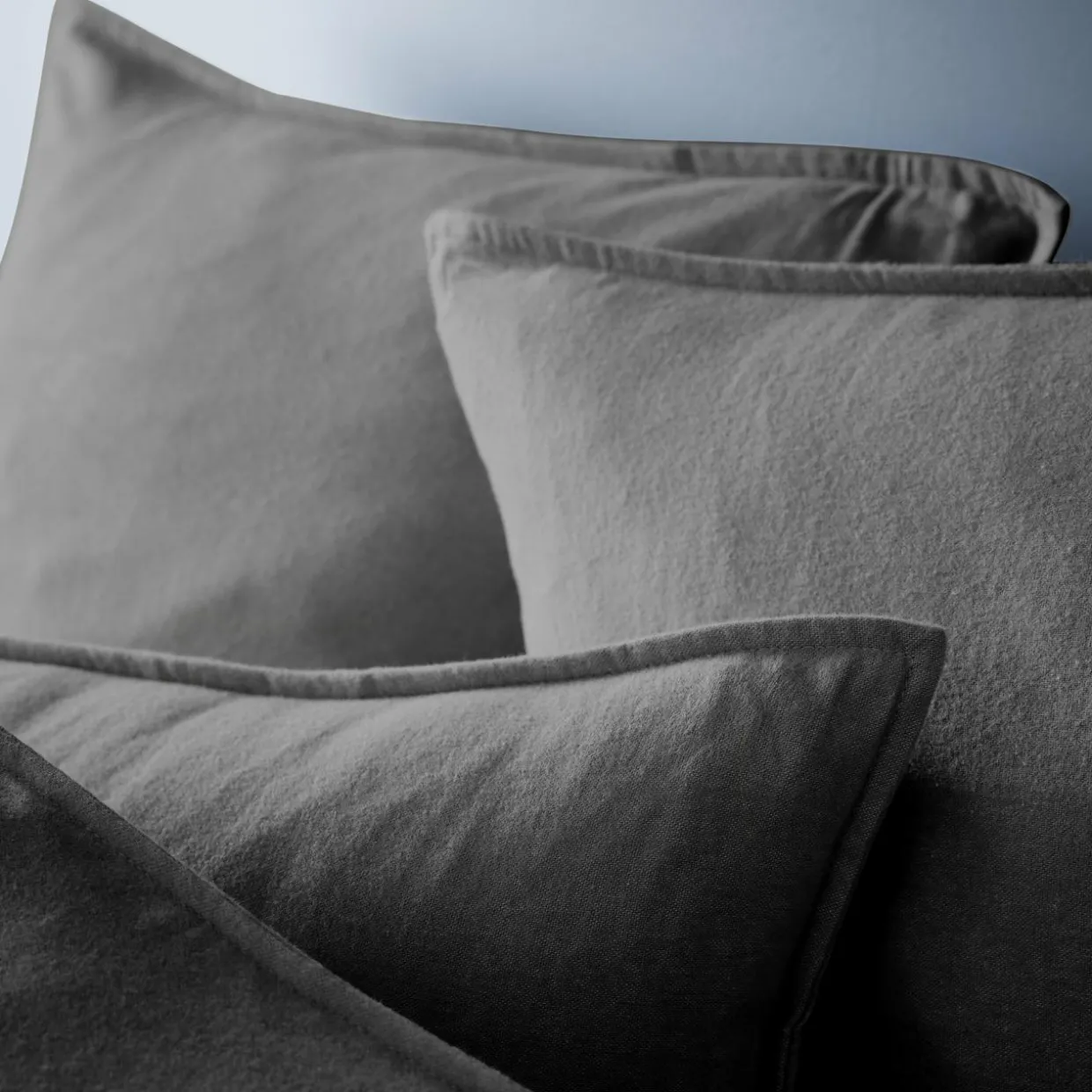 Taie d'oreiller rectangulaire flanelle de coton (50 x 70 cm) Théa Gris anthracite