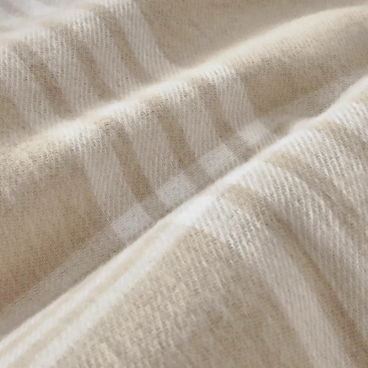 Taie d'oreiller rectangulaire flanelle de coton (50 x 70 cm) Nina carreaux Beige