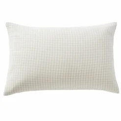 Taie d'oreiller rectangulaire gaze de coton (50 x 70 cm) Gaïa vichy Beige
