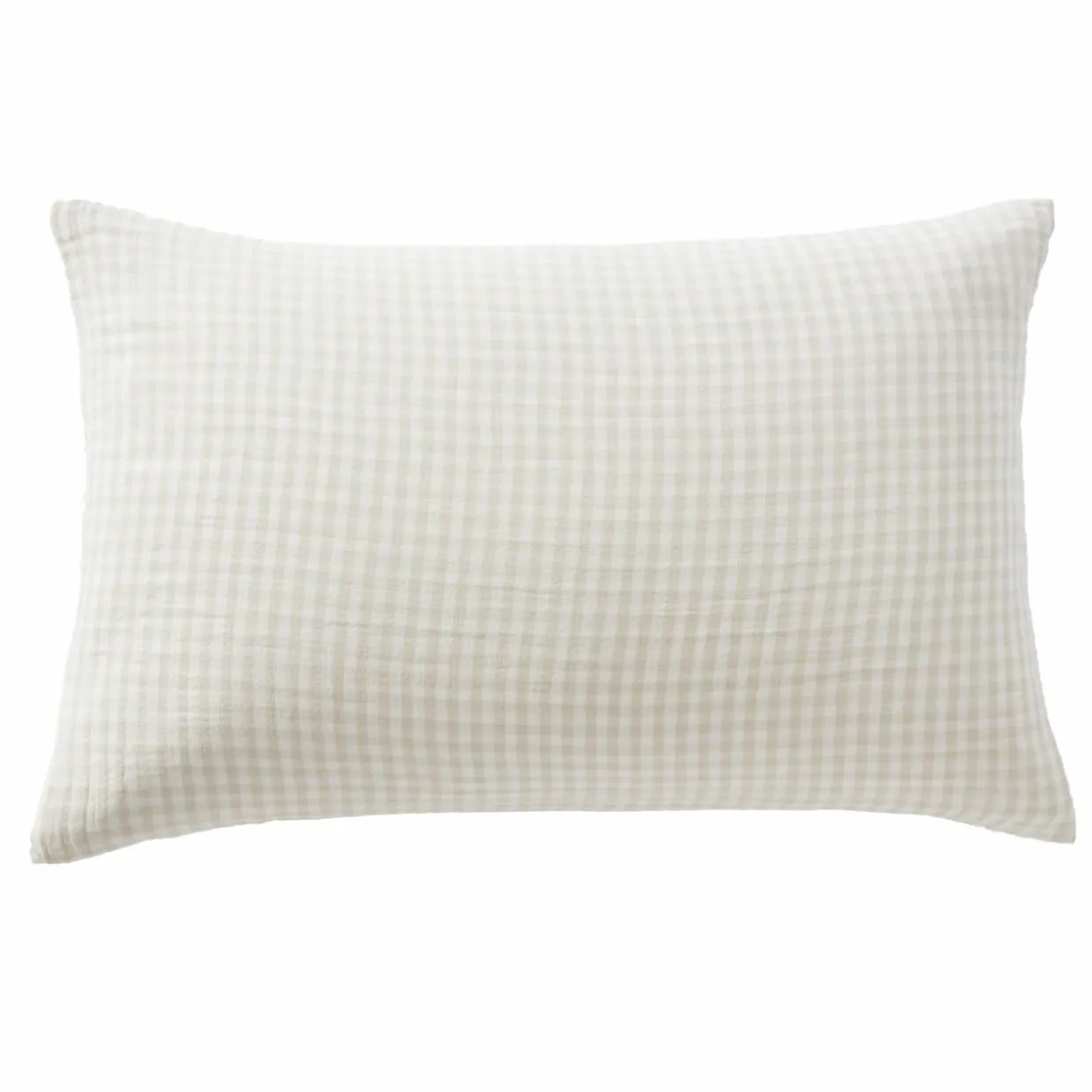 Taie d'oreiller rectangulaire gaze de coton (50 x 70 cm) Gaïa vichy Beige