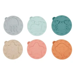 Tampon pour pâte à modeler bois et 6 disques silicone (H7,5 cm) Beige