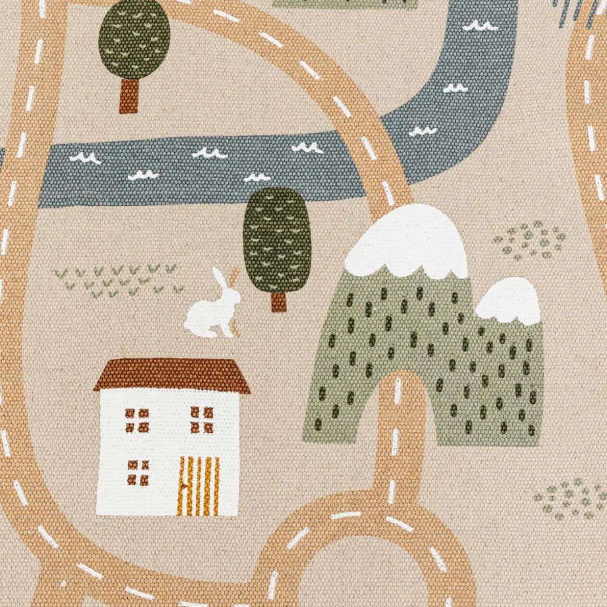 Tapis antidérapant enfant coton (100 x 150 cm) Routes Multicolore