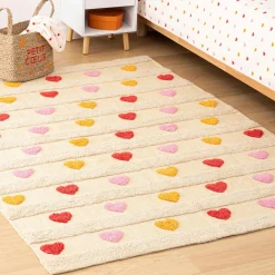 Tapis antidérapant enfant coton (120 x 170 cm) Amour Multicolore