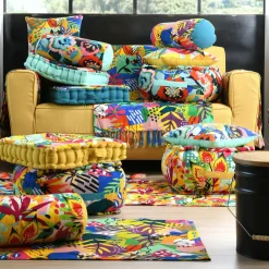 Tapis coton (90 cm) Popart Bleu canard