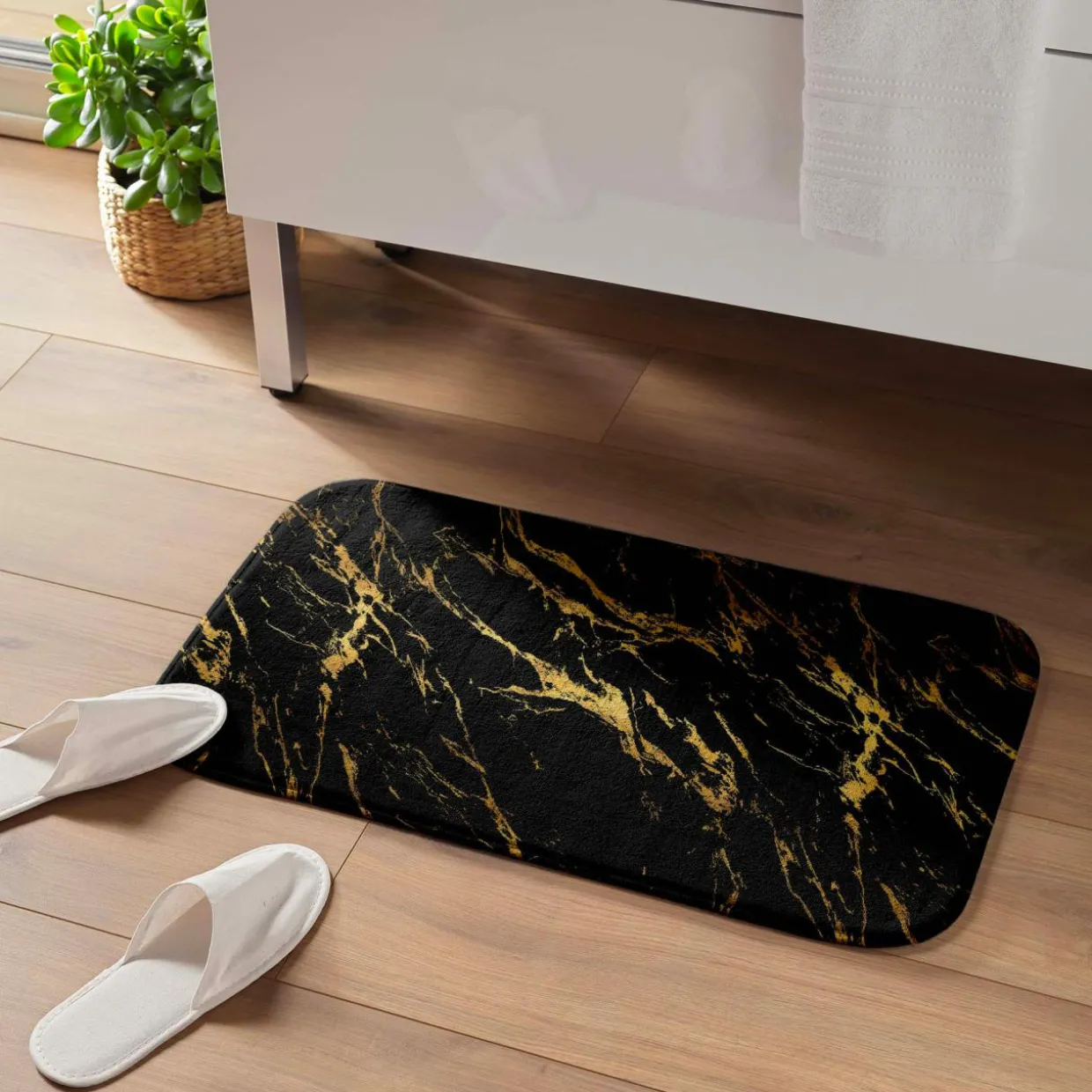 Tapis de bain antidérapant (45 x 75 cm) Aquamarbre Noir