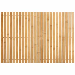 Tapis de bain caillebotis à rouler bambou (60 x 40 cm) Leo Beige