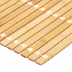 Tapis de bain caillebotis à rouler bambou (60 x 40 cm) Leo Beige