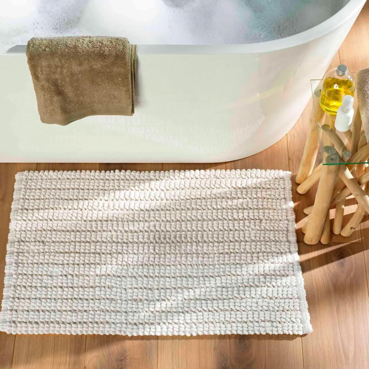 Tapis de bain en coton (50 x 80 cm) Voltis Blanc