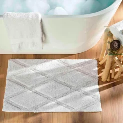 Tapis de bain en coton (50 x 80 cm) Thais Blanc