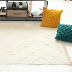 Tapis de salon coton (120 x 170 cm) Inca Ivoire
