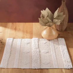 Tapis de salon coton (60 x 90 cm) Athos Ecru