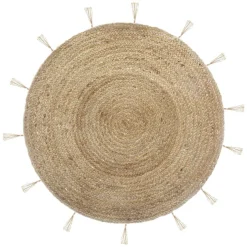 Tapis de salon jute rond (80 cm) Lurex Cosy Beige