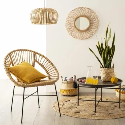 Tapis de salon jute rond (120 cm) Vent Beige naturel