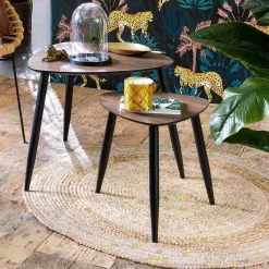 Tapis de salon jute rond (115 cm) Gold shine Or