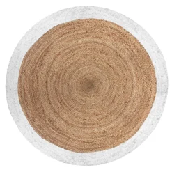 Tapis de salon jute rond (D120 cm) Bord Blanc